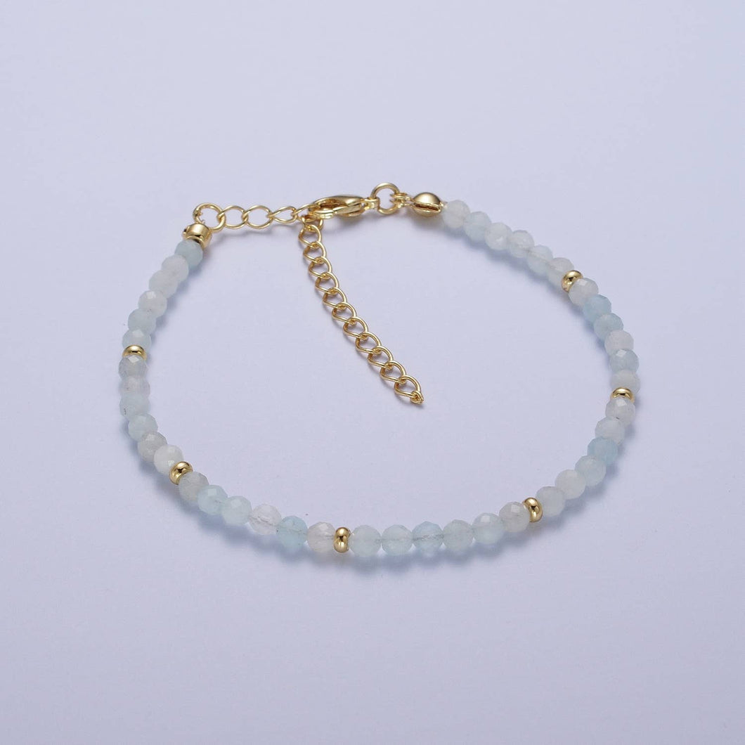 Handmade Blue Moonstone / Yellow Citrine Bead Bracelet 6.5