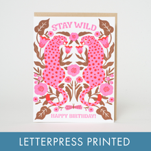 Load image into Gallery viewer, Egg Press Manufacturing - Birthday Stay Wild Leopards Letterpress Greeting Card by Hello!Lucky: Paper tab
