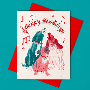 Happy Howlidays Dogs - Risograph Christmas Card