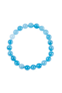 Blue Aquamarine Stone Beaded Stretch Bracelet B3434: 6MM