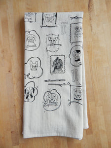 *NEW* Dog Kitchen Towel, Handprinted Cotton Kitchen Towel