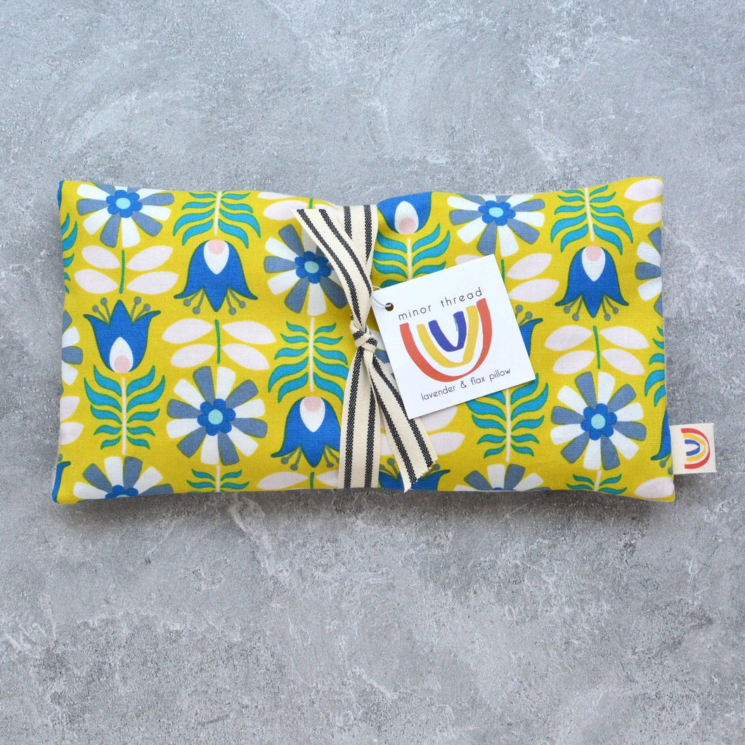 Minor Thread - Summer Scandi Floral Yellow & Blue Weighted Eye Pillow: Lavender