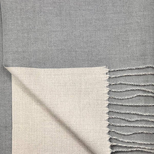 Reversible two tone coloured plain cashmere blend scarf: Baby Blue