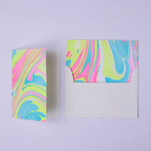 Load image into Gallery viewer, Hand Marbled Greeting Card - Waves Neon
