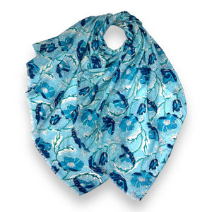 Summer poppy flower print scarf