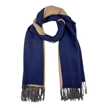 Load image into Gallery viewer, Reversible two tone coloured plain cashmere blend scarf: Teal
