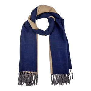 Reversible two tone coloured plain cashmere blend scarf: Black