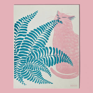 Bromstad Printing Co. - Fern Cat - Risograph Print