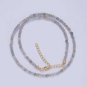 Dainty Beaded Necklace Tourmaline, Ruby