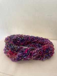 Hand Dyed Merino Wool Cowl Infinity Scarf-Punch