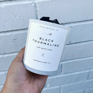 Black Tourmaline Candle · Crystal Infused · 8oz · Wholesale