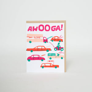 Awooga Cars Love Letterpress Greeting Card by Egg Press