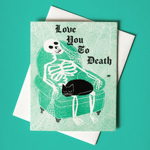 Load image into Gallery viewer, Love You To Death - Risograph Greeting Card
