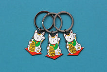 Load image into Gallery viewer, JaneLi.Co - Go Away Maneki Neko Cat Enamel Keychain
