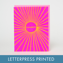 Load image into Gallery viewer, Egg Press Manufacturing - Sunbeam Congratulations Letterpress Greeting Card by Ashkahn: Paper tab
