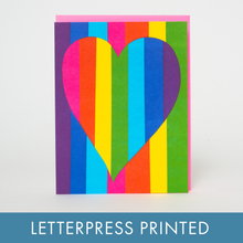 Load image into Gallery viewer, Egg Press Manufacturing - Rainbow Heart Letterpress Greeting Card by Ashkahn: Paper tab

