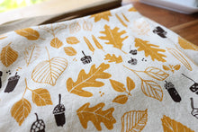 Load image into Gallery viewer, The High Fiber - *NEW* Autumn Leaves and Acorns Kitchen Towel, Handprinted 
