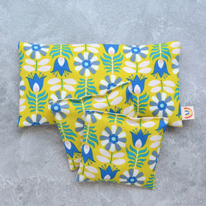 Minor Thread - Summer Scandi Floral Yellow & Blue Weighted Eye Pillow: Lavender