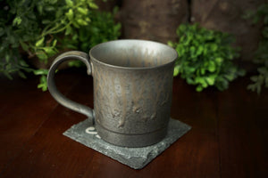 Silver Ceramic Mug with Bronze Drip Glaze