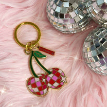 Load image into Gallery viewer, Disco Cherry Enamel Keychain
