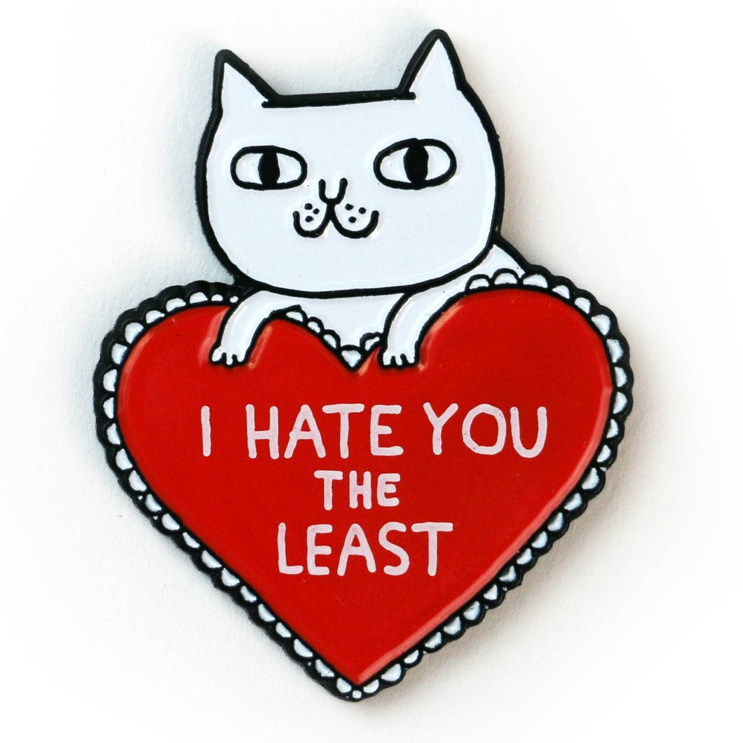I Hate You The Least Cat Valentine's Day Heart Enamel Pin