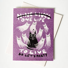 Load image into Gallery viewer, Nine Lives/One Life - Risograph Birthday Card
