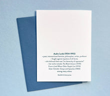 Load image into Gallery viewer, Blackbird Letterpress - Audre Lorde letterpress card
