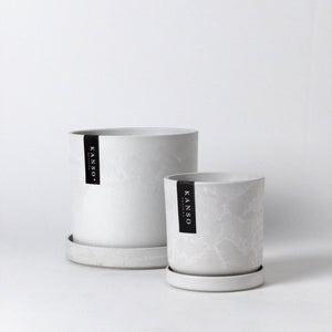 7" & 4" Signature Planters & Saucer | Earth Tones: White Stone / 7" Only