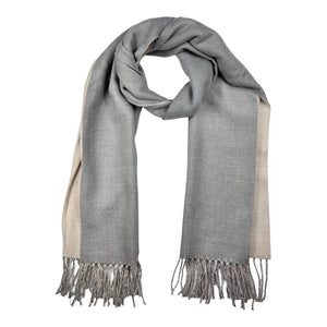 Reversible two tone coloured plain cashmere blend scarf: Baby Blue