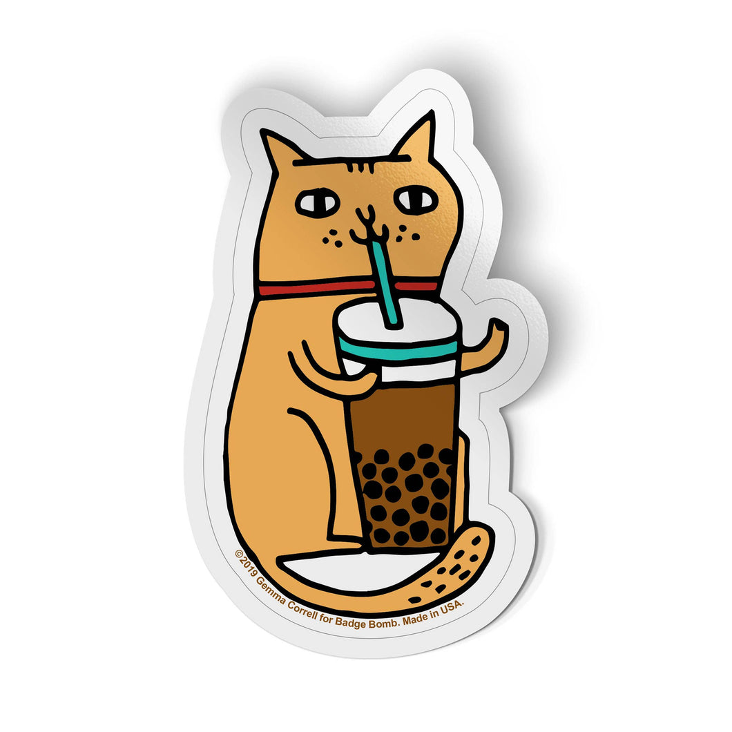 Bubble Tea Cat Big Sticker