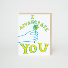 Load image into Gallery viewer, Egg Press Manufacturing - Appreciate You Flower Letterpress Greeting Card by Egg Press: Paper tab
