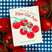Load image into Gallery viewer, Bromstad Printing Co. - Ripe Old Age Tomato - Risograph Birthday Card
