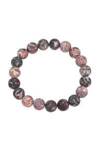 Red Leopard Skin Stone Bead Bracelet B2001: 4MM