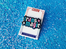 Load image into Gallery viewer, Trans Magic Enamel Pin - Glitter Trans Flag Colors
