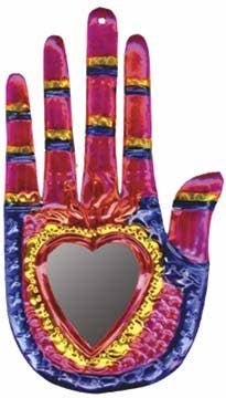 Tin Hand w/ Heart Mirror, Mexico