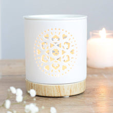 Load image into Gallery viewer, White Mandala Cut Out Oil Burner and Wax Warmer
