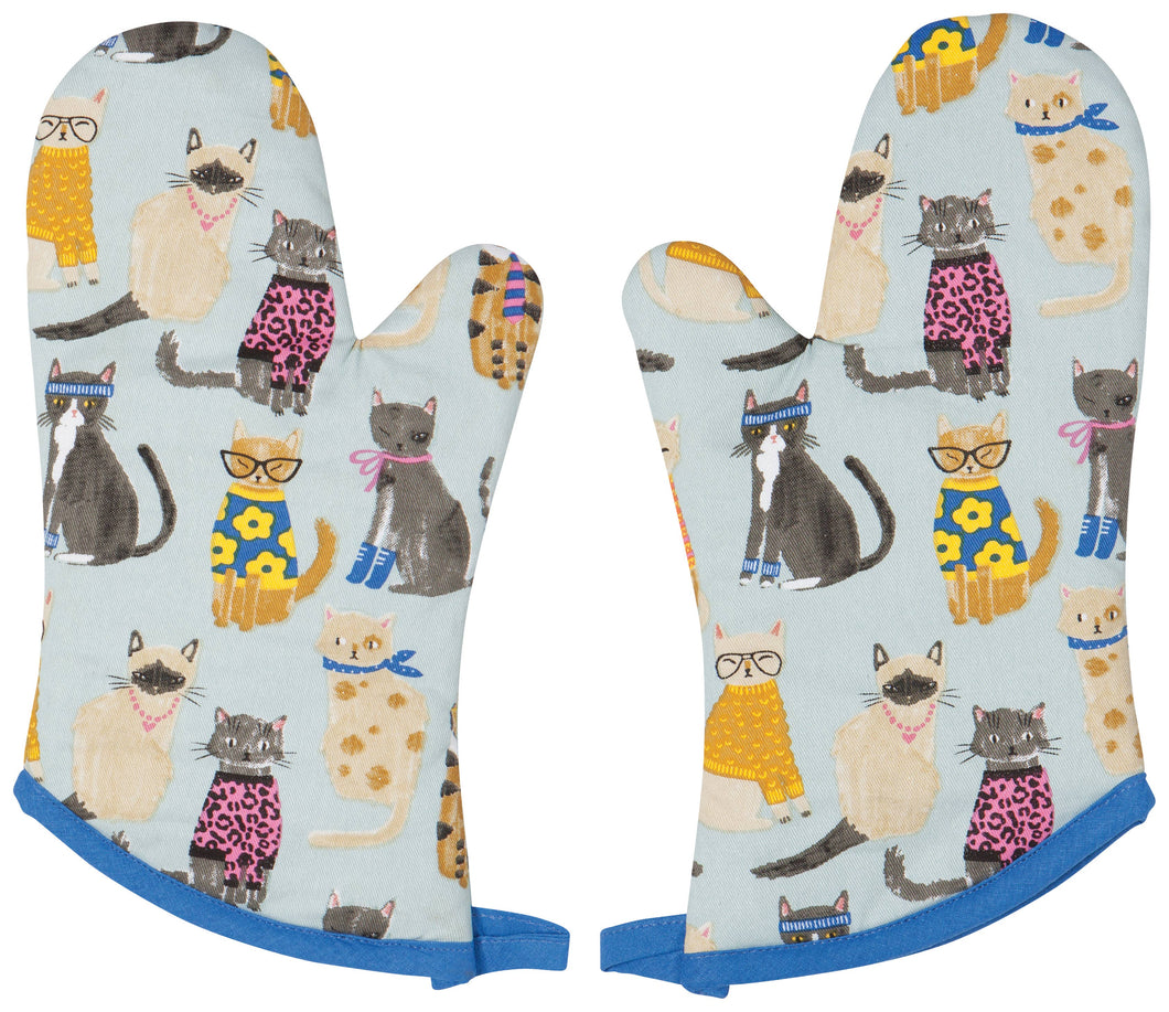 Feline Fine Cats Oven Mitts Set of 2