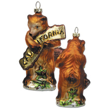 Load image into Gallery viewer, SF Mercantile - CA Bear Hug Glass Christmas Ornament
