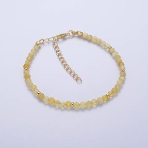 Handmade Blue Moonstone / Yellow Citrine Bead Bracelet 6.5"