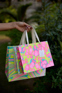 Paper Mirchi - Hand Marbled Gift Bags (Large) - Neon