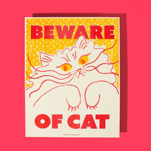 Load image into Gallery viewer, Bromstad Printing Co. - Beware of Cat - Risograph Print
