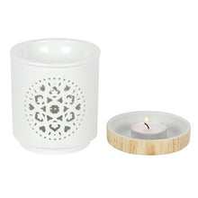 Load image into Gallery viewer, White Mandala Cut Out Oil Burner and Wax Warmer
