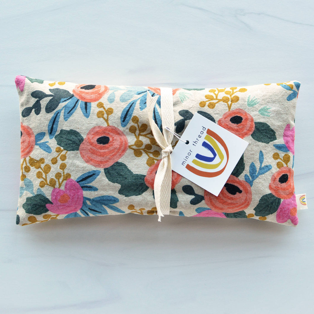 Minor Thread - Oversized Weighted Eye Pillow in Rosa Pink Floral Canvas: Lavender