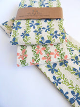 Load image into Gallery viewer, Floral Kitchen Towel,  Handprinted Towel, Floral Vine: Pink and Green Vines on Natural

