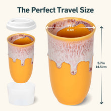 Load image into Gallery viewer, Nova Ceramics Travel Mugs - Grapefruit Ceramic Travel Mug – 16oz with Lid &amp; Sleeve
