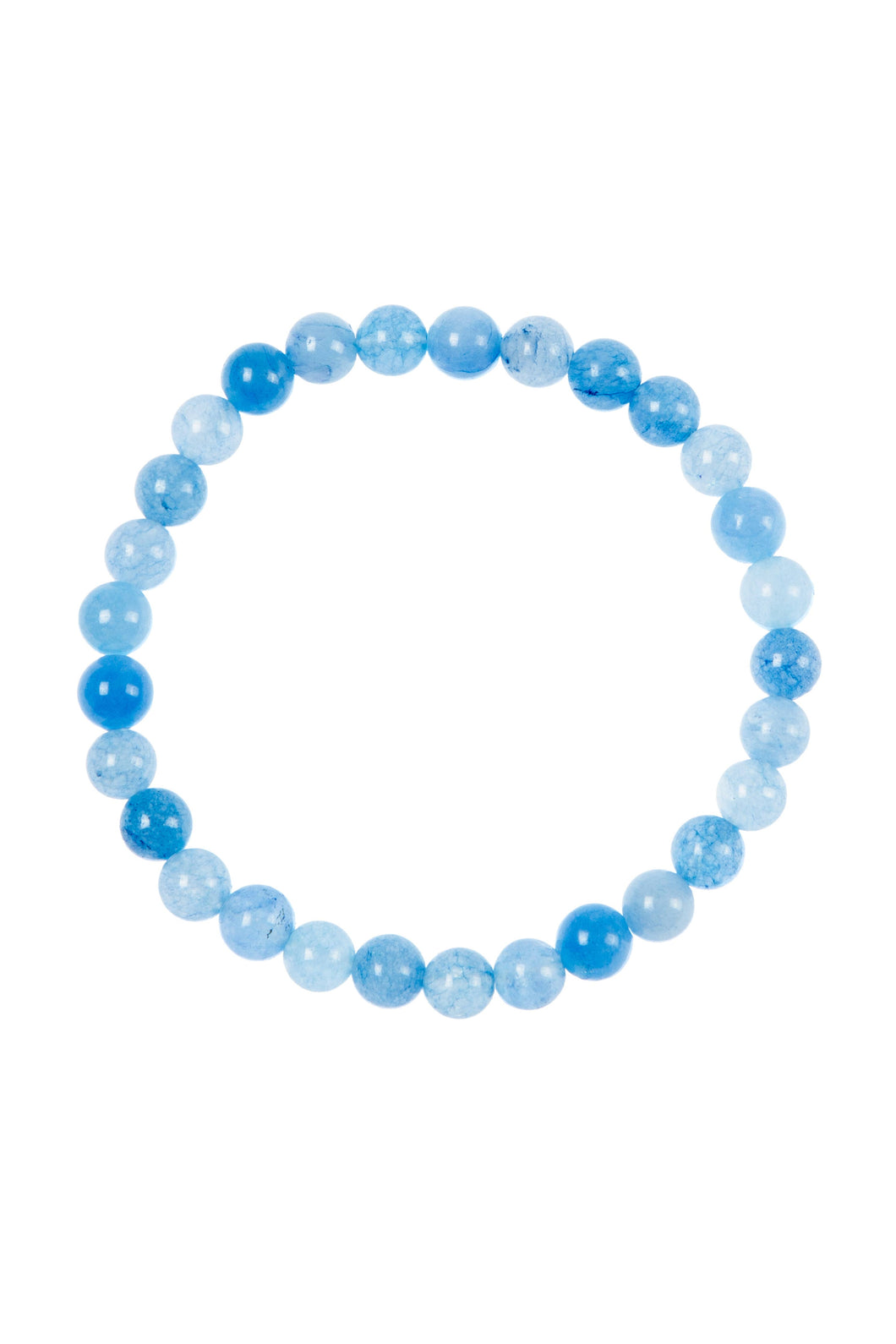Blue Aquamarine Stone Beaded Stretch Bracelet B3434: 6MM