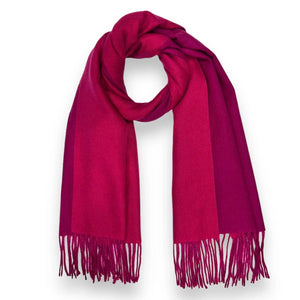 Reversible two tone coloured plain cashmere blend scarf