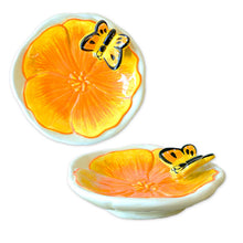 Load image into Gallery viewer, SF Mercantile - Golden Poppy Trinket Tray with Butterfly
