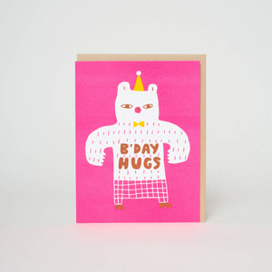 Birthday Bear Hugs Letterpress Greeting Card by Suzy Ultman