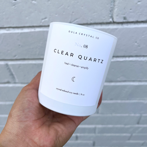 Clear Quartz Crystal Candle · Crystal Infused · 8oz